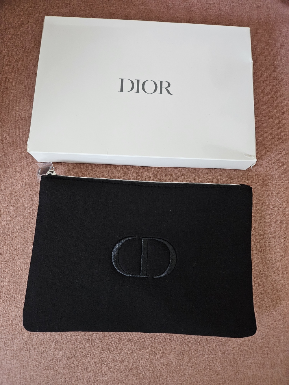 Christian Dior Black CD Canvas Zip Pouch